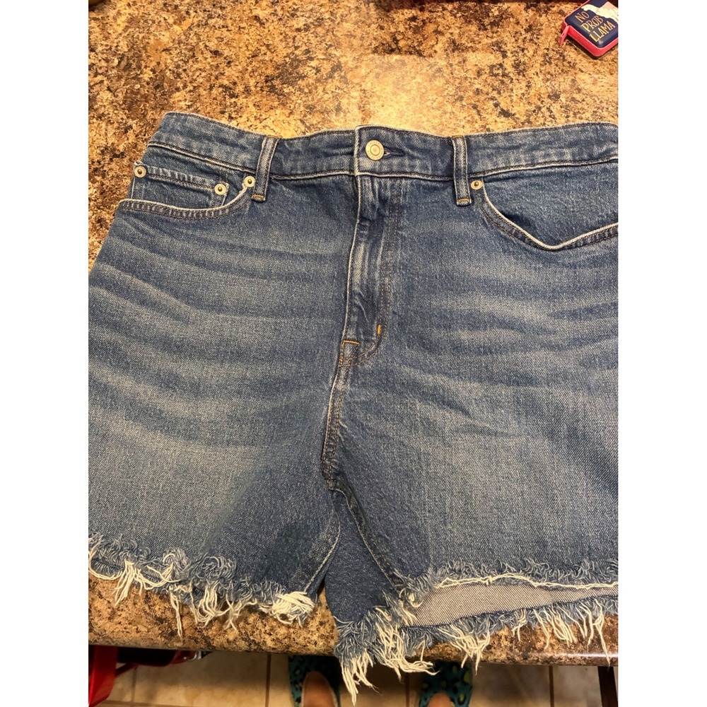Lauren Ralph Lauren Womens High Rise Frayed Hem Denim Shorts Blue Size 12